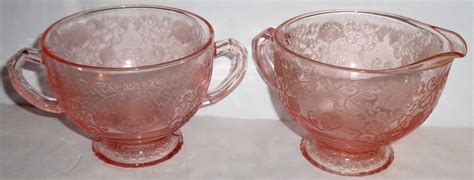 VINTAGE Hazel Atlas FLORENTINE I PINK Depression Glass CREAMER SUGAR