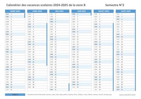 Calendrier Scolaire 2024 2025 A Consulter Telecharger Et Imprimer En