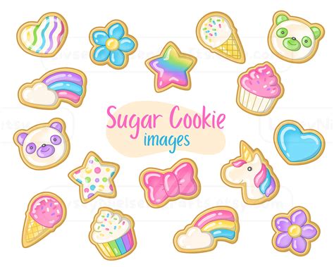 Sugar Cookies Pastel Rainbow Clip Art Images Digital Download Etsy