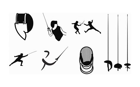 fencing, sword, epee, foil, sabre svg, dxf, vector, eps, clipart, cric ...