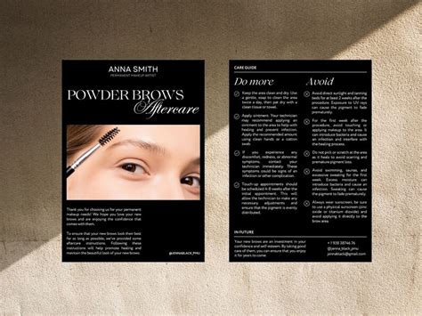 Editable Aftercare Cards Pmu Template For Canva Powder Brows After