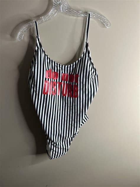 No Boundaries Swim Suit Striped Do Not Disturb Size L Gem