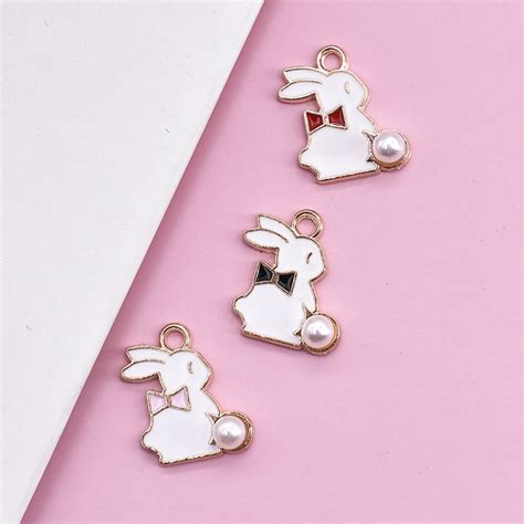 10pcs Enamel Rabbit Charm Pendantbunny Charmjewelry Etsy