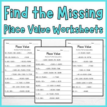 Place Value Math Missing Place Value Digit Numbers By Emma Adams