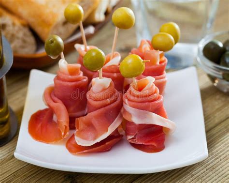 Jamon National Dish Of Spanish Cuisine Stock Image Image Of Sliced