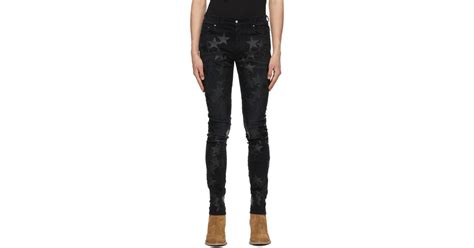 Amiri Black Chemist Leather Stars Jeans For Men Lyst Canada