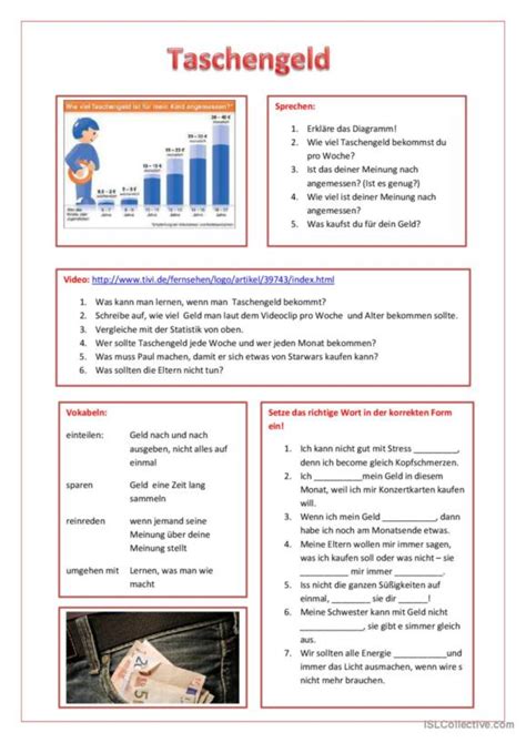 Taschengeld Deutsch Daf Arbeitsbl Tter Pdf Doc