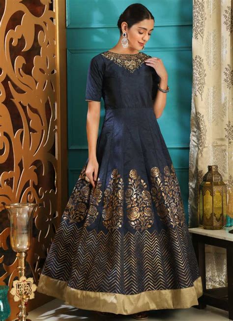 Buy Silk Cutdana Work Readymade Classic Gown Online