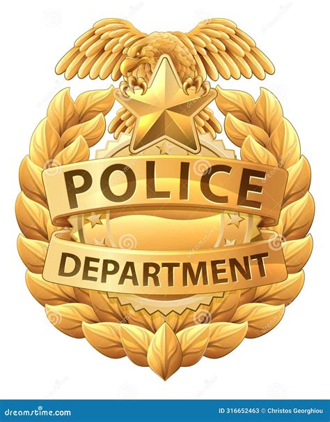 Police Badge Shield Star Sheriff Cop Crest Symbol Stock Vector