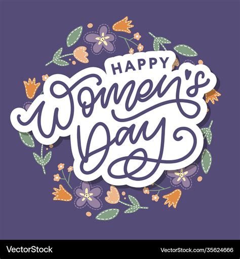 Happy Womens Day Handwritten Lettering Modern Vector Image