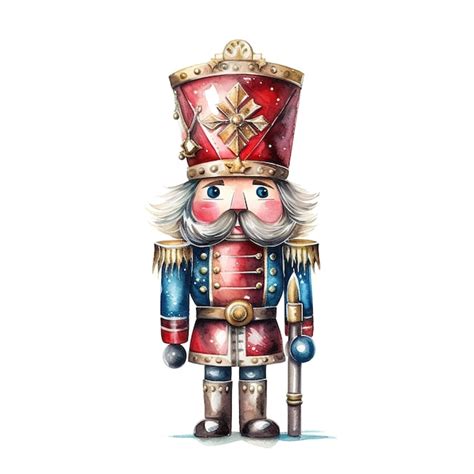 Premium Photo Watercolor Christmas Nutcracker On White Background