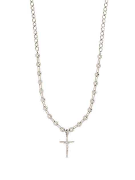 Dolce And Gabbana Cross Pendant Ball Chain Necklace Farfetch