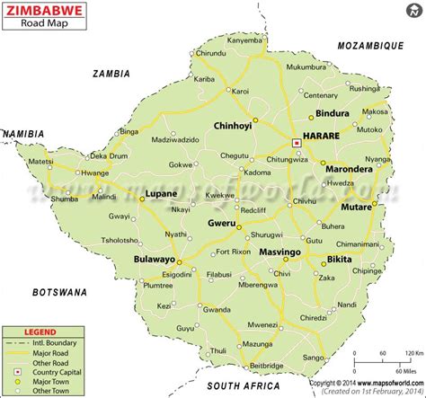 Road Map Of Zimbabwe