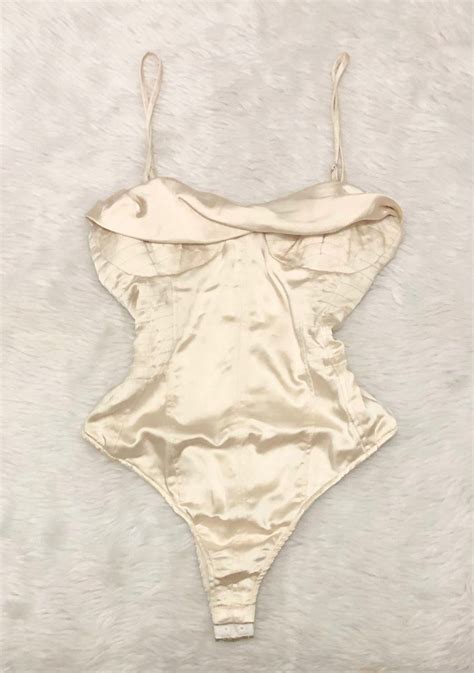 Zara White Satin Bodysuit, Women's Fashion, Tops, Others Tops on Carousell