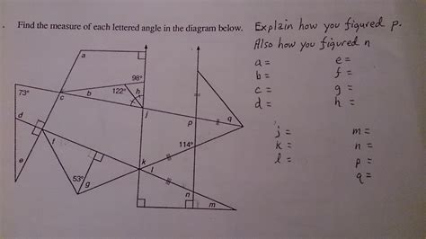 Solved Find The Measure Of Each Lettered Angle In The Chegg