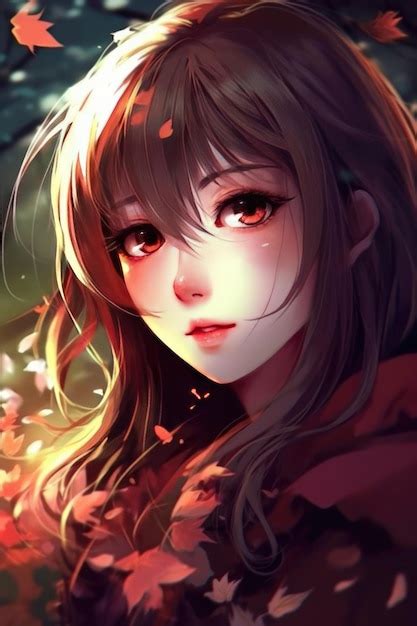 Anime Girl With Red Eyes And Brown Hair