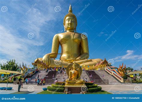 The Big Buddha of Thailand in Wat Muang. Giant Sitting Buddha Golden ...