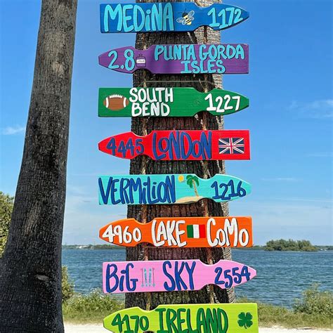 Beach Directional Sign Set Of 8 Personalized Signs Mile Etsy