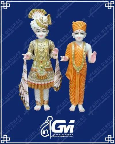 Multicolor Painted White Marble Swaminarayan Moorti For Worship At Rs