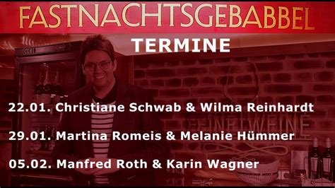 Fastnachtsgebabbel Christiane Schwab Wilma Reinhard Youtube