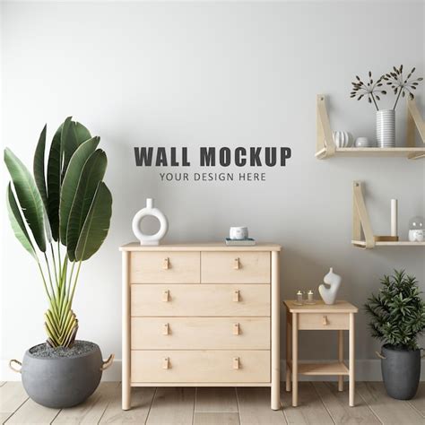 Premium Psd Wall Mockup Design In 3d Rendering