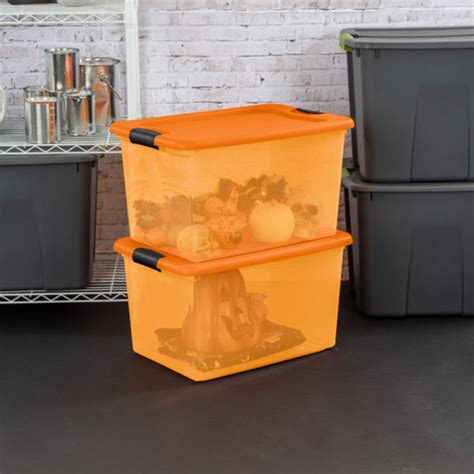 Sterilite Orange 64 Quart Latching Plastic Storage Box Container Tote