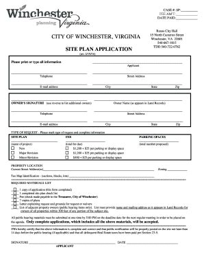 Fillable Online Winchesterva Siteplan Application For Planning