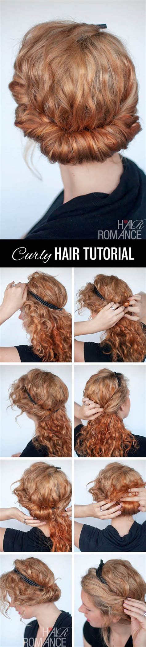 Curly Hairstyle Tutorial Rolled Headband Updo Hair Romance Hair