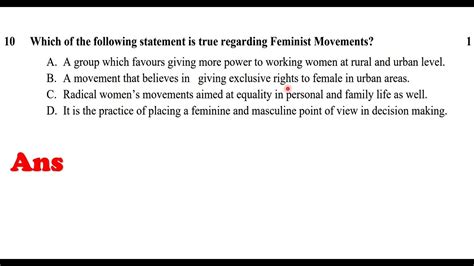 Which Of The Following Statement Is True Regarding Feminist