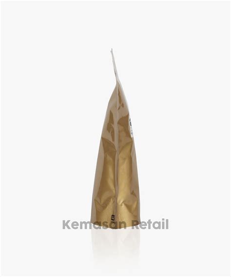 Kemasan Standing Pouch Alumunium Gold Glossy Zipper X Cm Gr Pc