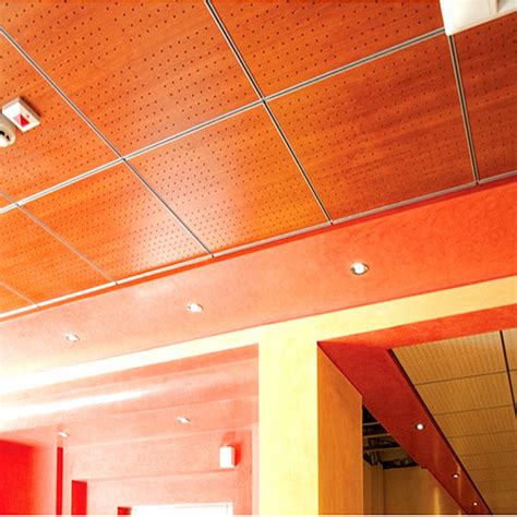 Wood Grian Acoustic Clip In Metal Ceiling With Perforated Surface