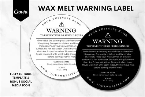 Custom Wax Melt Warning Label Template Graphic By Sundiva Design