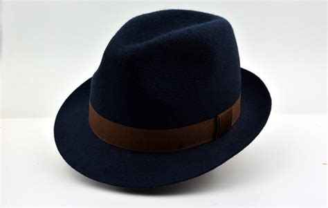 Fedora The Vittorio Navy Blue Trilby Hat Men Fedora Hat For Men Mens Felt Hat Etsy