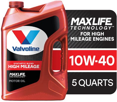 Valvoline High Mileage MaxLife 10W 40 Synthetic Blend Motor Oil 5 QT