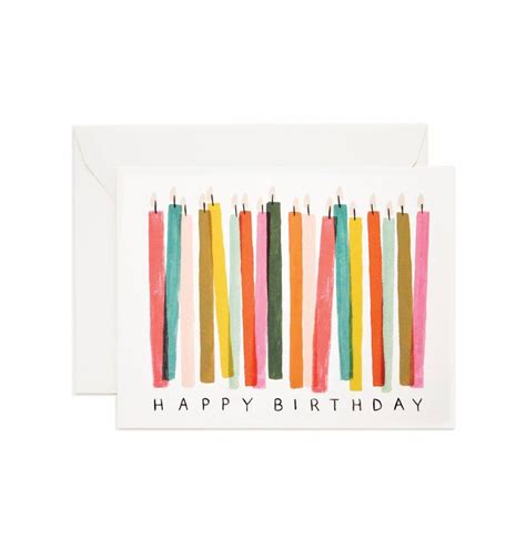 Colorful Candles Happy Birthday Greeting Card Watercolor Birthday