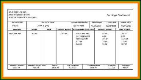 Free Check Stub Template Download - Template 1 : Resume Examples ...