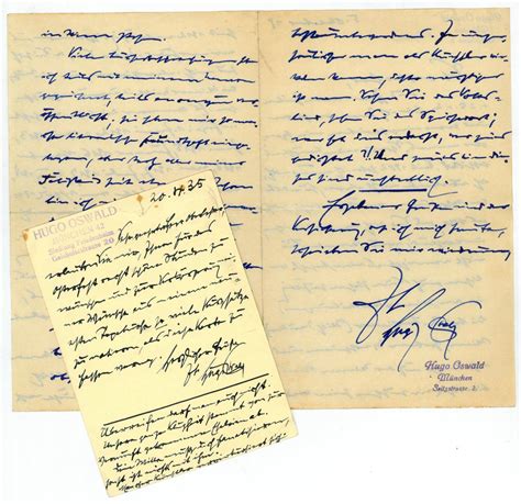 Eigenh Postkarte Sowie Brief Mit U By Oswald Hugo Schriftsteller