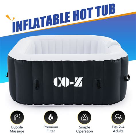 Co Z Person Blow Up Hot Tub W Air Jets Heater Cover Electric Pump Portable Pool Black