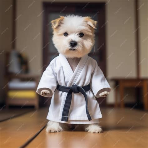 Premium AI Image | Karate Clad Canine Adorable Dog in Gi Uniform