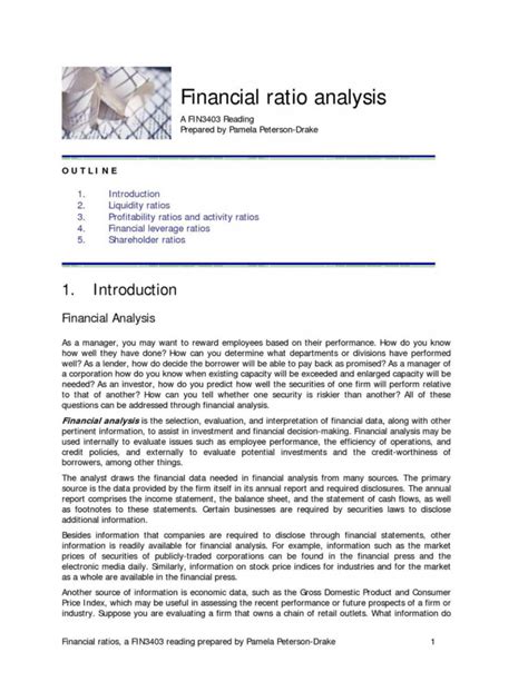 Free Editable Financial Ratio Analysis Report Template Doc Tacitproject