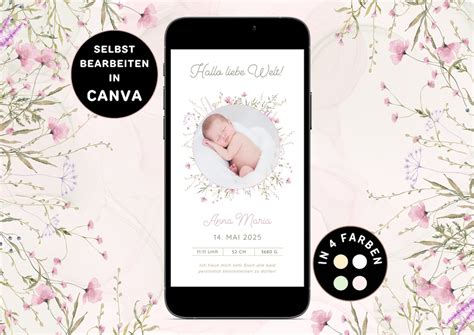 Digitale Geburtsanzeige M Dchen Versenden Per Whatsapp Personalisierbar