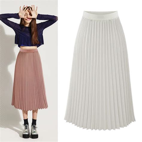 New Vintage Bohemian Style Women High Waist Chiffon Long Skirt Pleated Maxi Skirts 2016 Spring