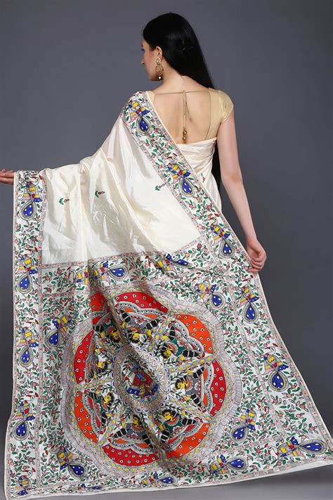 Traditional Hand-Painted Madhubani Silk Saree | Buddha And Beyond