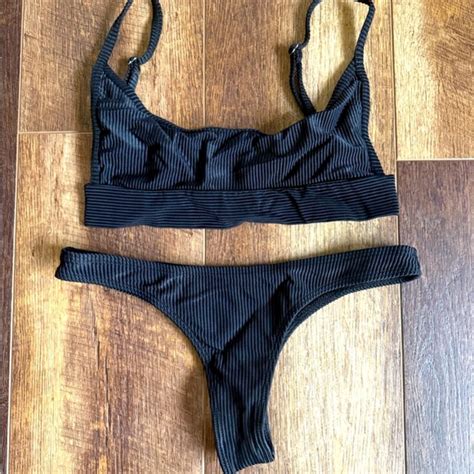 Frankie S Bikinis Swim Frankies Bikinis Black Ribbed Bikini Set Poshmark