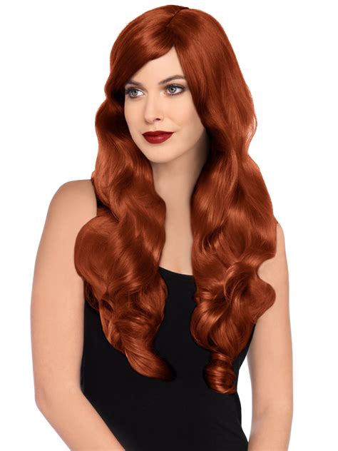 Wonderland Womens Premium Natural Long Wavy Female Adult Halloween Costume Wig Os Red