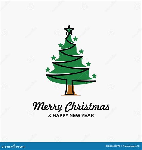 Merry Christmas Logo With Fir Tree Stock Vector Illustration Of Clean