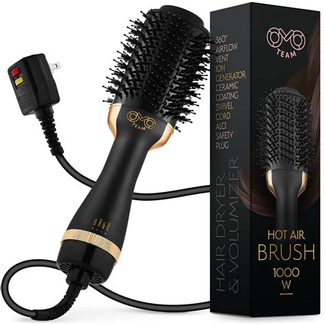 Professional Blowout Hair Dryer Brush Black Gold Dryer And Volumizer Hot Air Brush For Women
