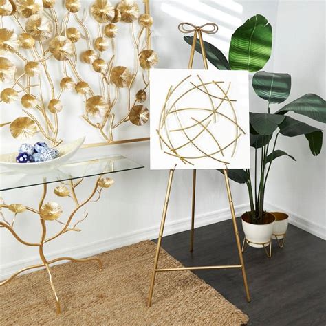 Litton Lane In Gold Metal Tall Adjustable Display Stand Tier