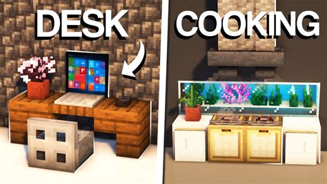 Minecraft Interior Furniture Build Hacks Ideas Youtube