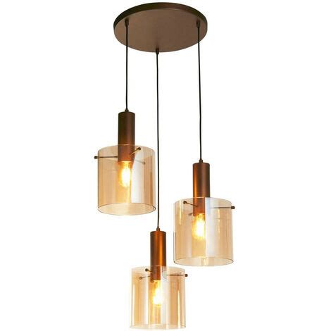 Searchlight Sweden 3 Light Multi Drop Pendant Mocha Amber Glass